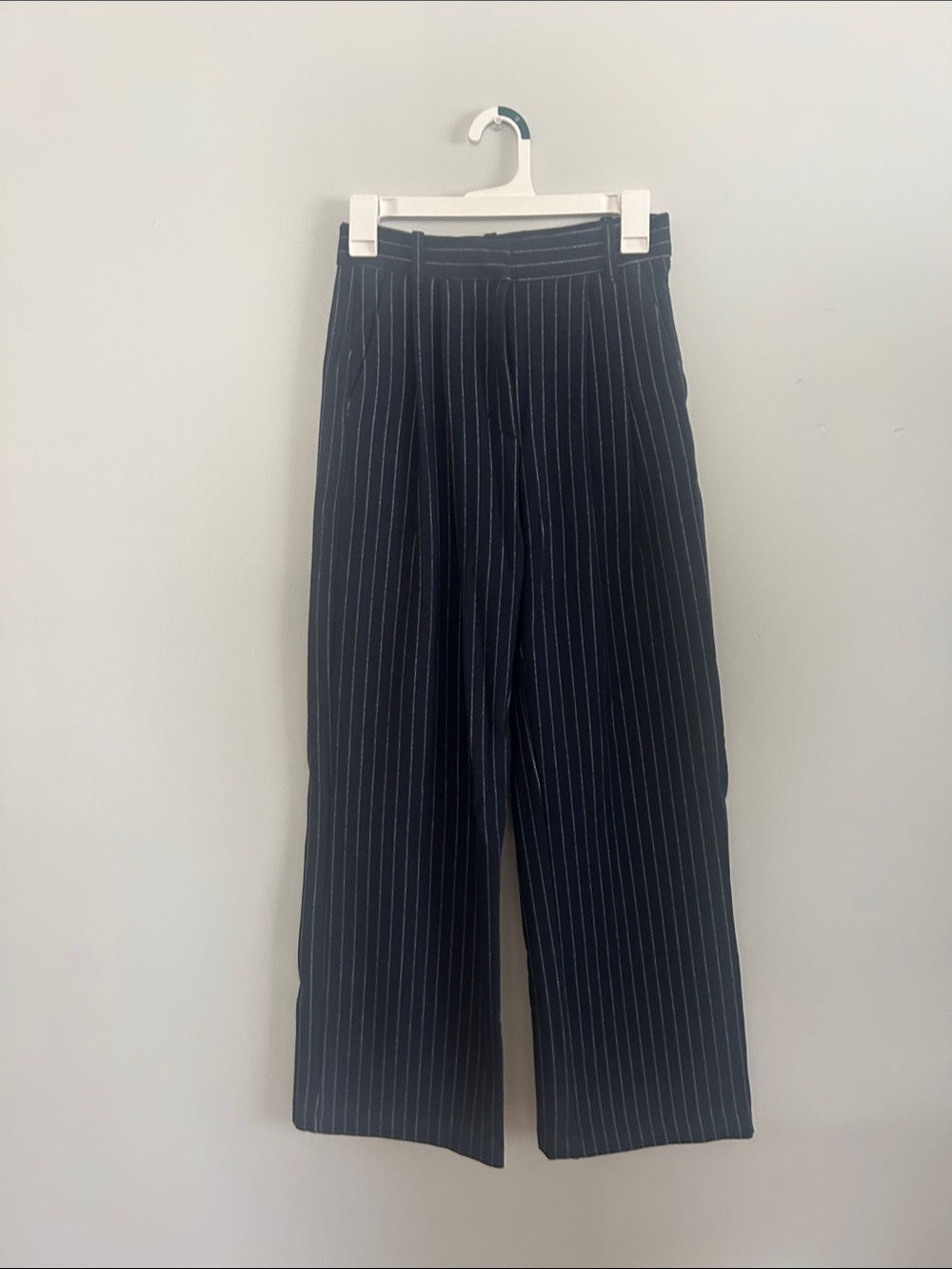 Abercrombie & Fitch Navy Pinstripe Straight-Leg Pants